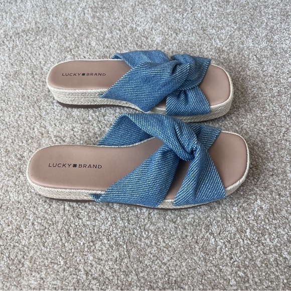Lucky Brand Denim Blue Twist Slide Espadrille Sandals Women's Size 9 - Picture 4 of 11
